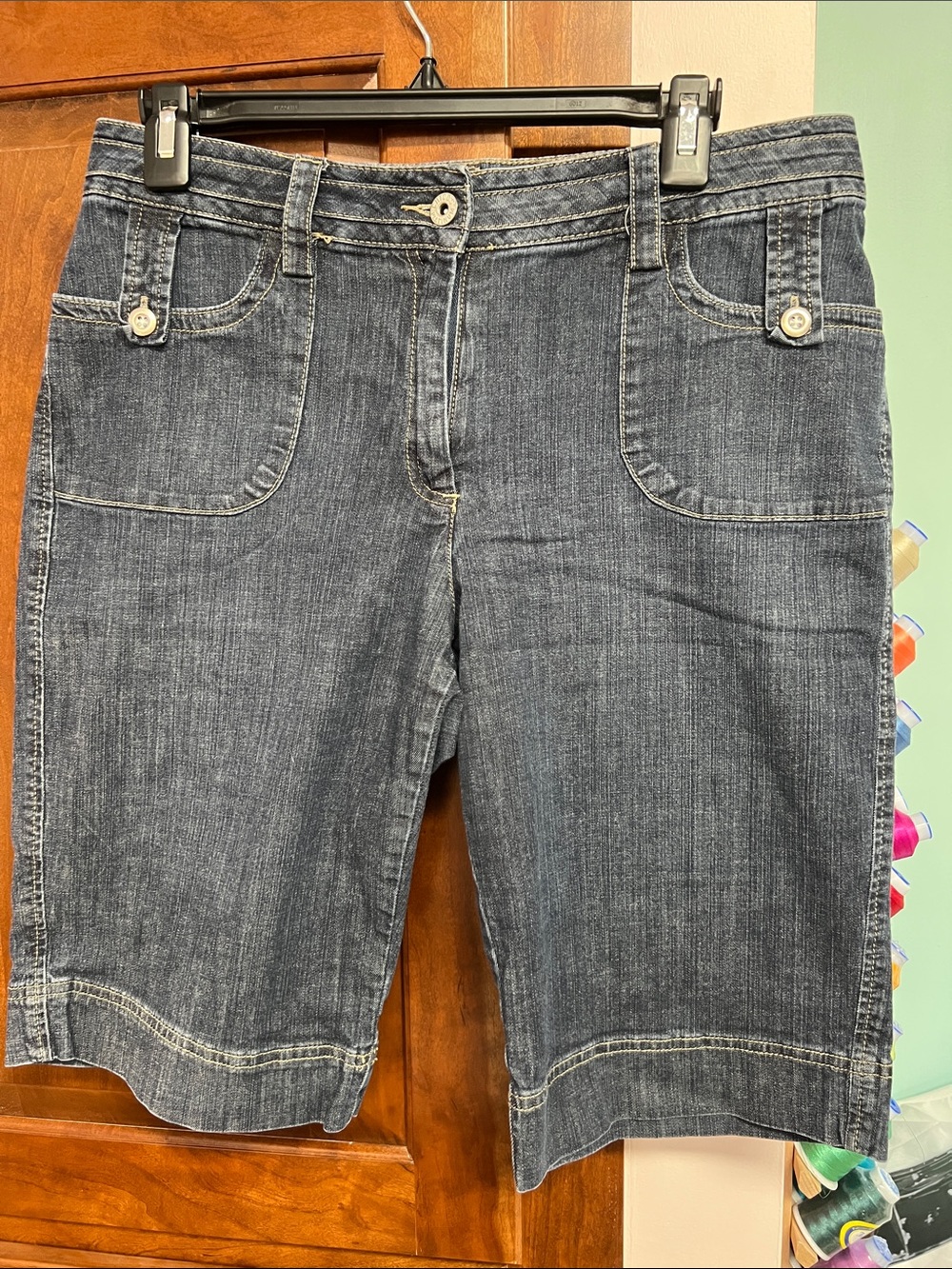 Classic Men's Dark Wash Denim Jean Shorts - Button Front